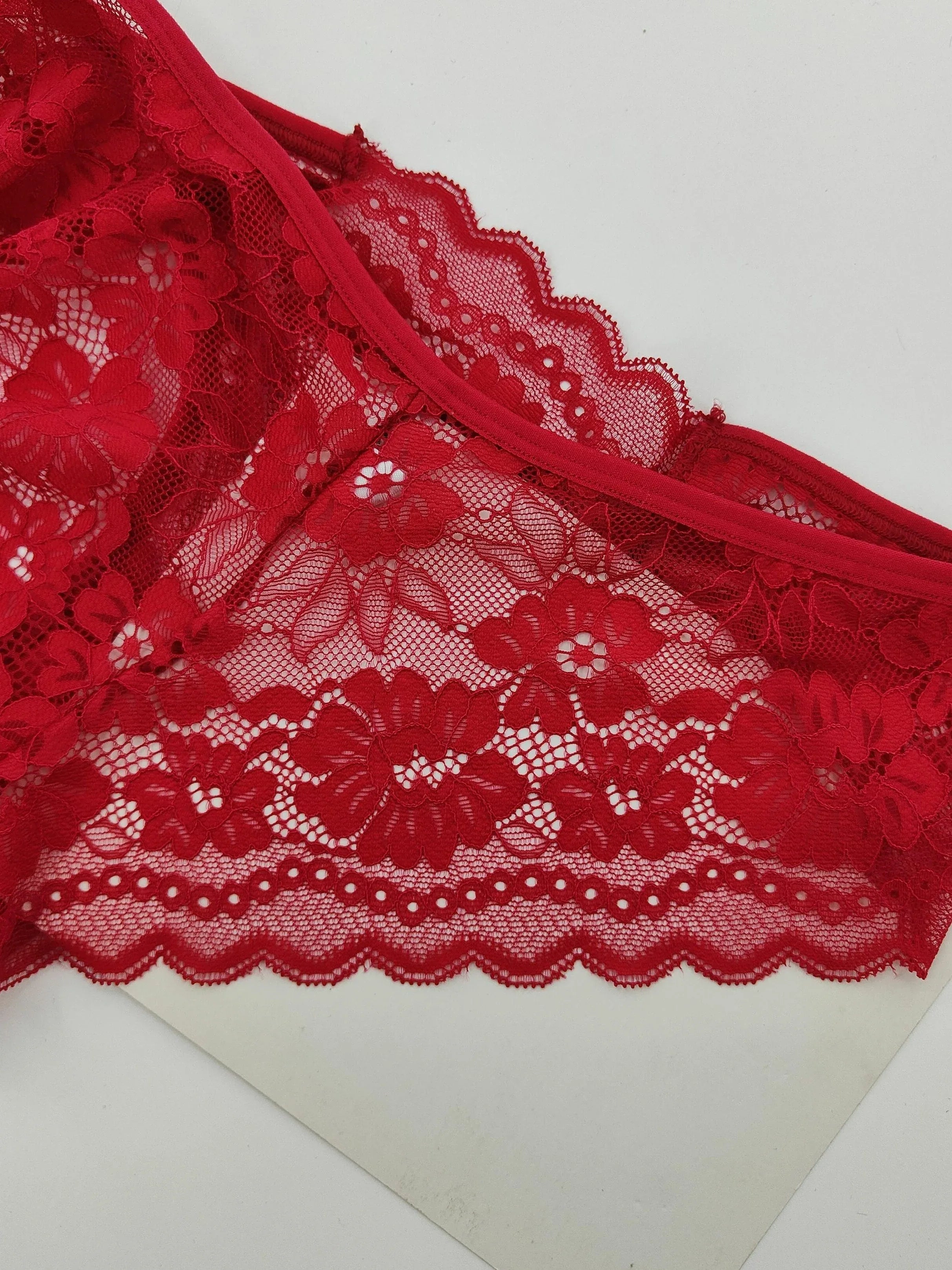 4 Pcs Women's Elegant Sheer Jacquard Lace Bikini Panties, Mid Stretch Low Waist Panties, Women's Lingerie & Underwear - Luvia