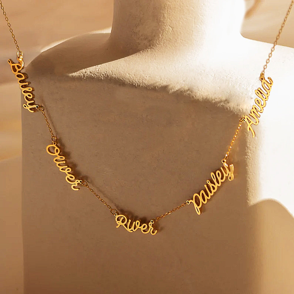 Personalized Customized Necklace for Women Double Name Pendant Stainless Steel Jewelry Couple Heart 1-5 Names Charm Chain Choker