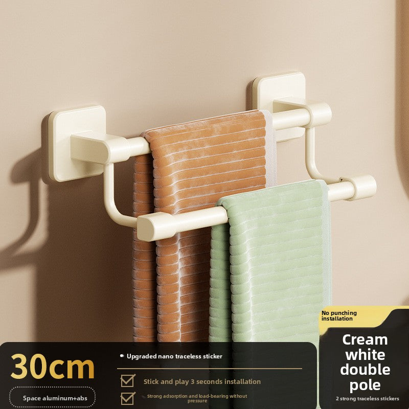 Adhesive Towel Rack 30-80cm Adjustable, No Drill Bathroom Towel Bar for Shower Room