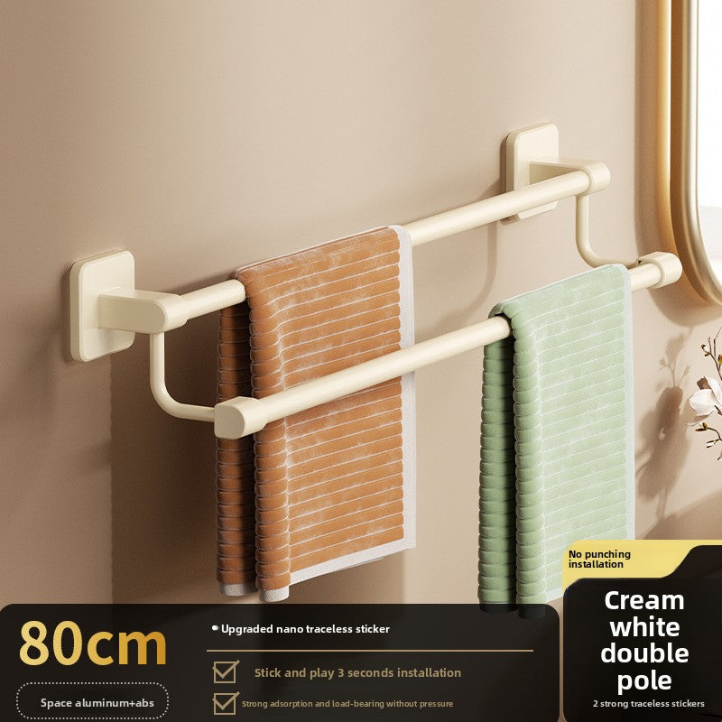 Adhesive Towel Rack 30-80cm Adjustable, No Drill Bathroom Towel Bar for Shower Room