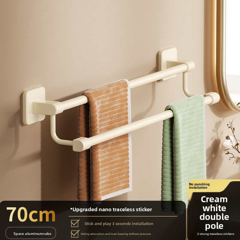 Adhesive Towel Rack 30-80cm Adjustable, No Drill Bathroom Towel Bar for Shower Room