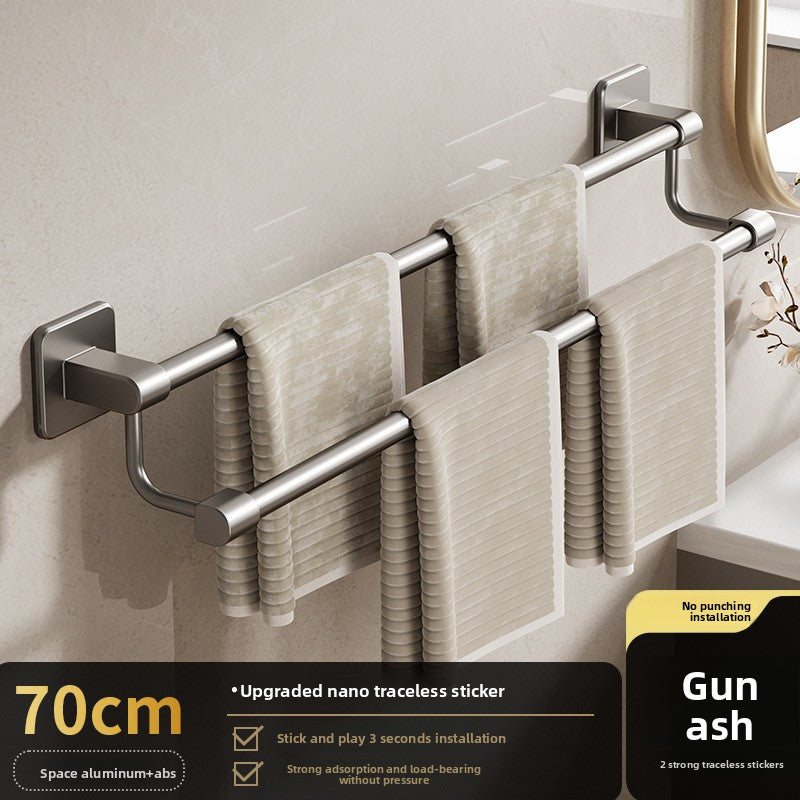 Adhesive Towel Rack 30-80cm Adjustable, No Drill Bathroom Towel Bar for Shower Room