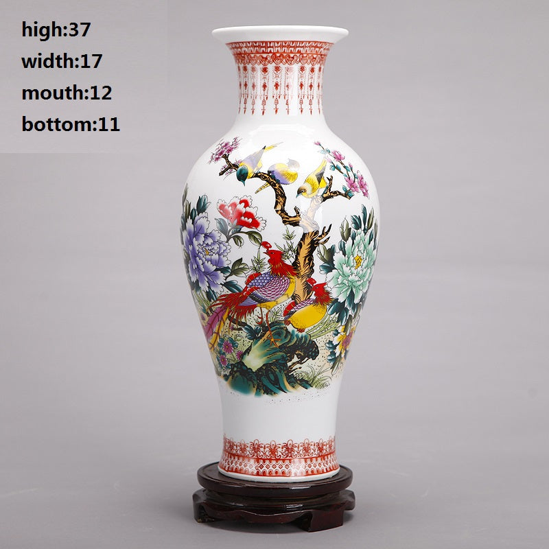 37CM Jingdezhen Ceramic Vases Pottery Decoration living room Flower arrangement Modern Home Simple TV Cabinet Christmas Gift