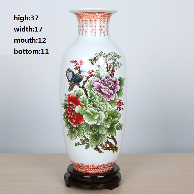 37CM Jingdezhen Ceramic Vases Pottery Decoration living room Flower arrangement Modern Home Simple TV Cabinet Christmas Gift