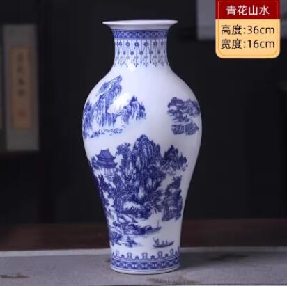 37CM Jingdezhen Ceramic Vases Pottery Decoration living room Flower arrangement Modern Home Simple TV Cabinet Christmas Gift