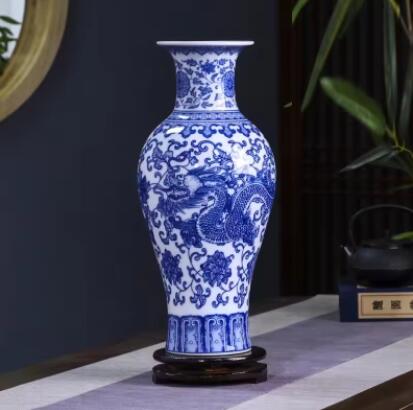 37CM Jingdezhen Ceramic Vases Pottery Decoration living room Flower arrangement Modern Home Simple TV Cabinet Christmas Gift