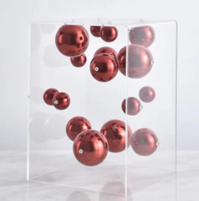 Geometric Metal Ball Art Transparent Acrylic Box Ornaments Modern Minimalist Square Living Room Decorations Desktop Furnishings