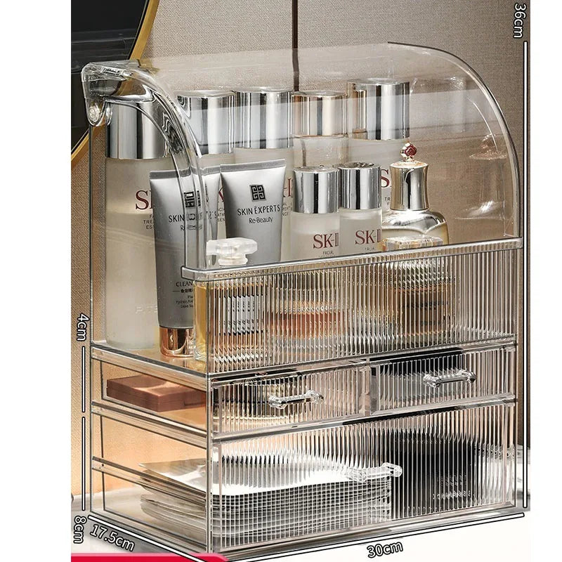 30x17.5x36cm Large Drawer Organizer Makeup Clear Acrylic Box With Perfume Cosmetic Display Capacity Lid Cosmet Storage Box