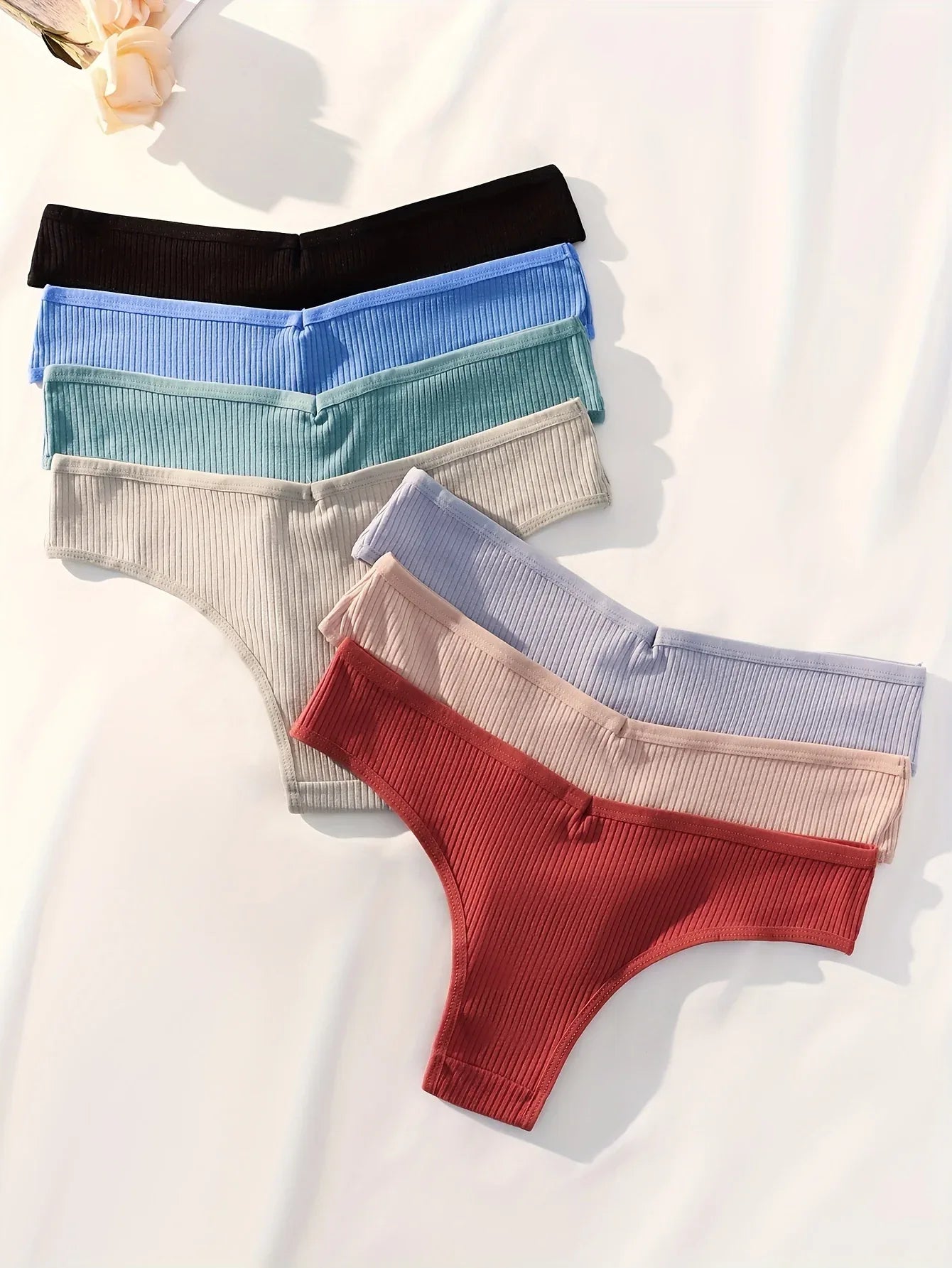 7-Pack Women's Triangle Threaded High Elasticity Sexy Minimalist Pure Panties - Luvia
