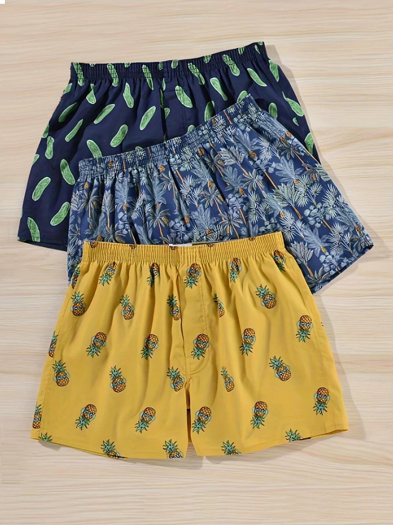 3pcs Vibrant Multicolor Arrow Print Loose Fit Cotton Boxer Shorts for Men - Soft, Breathable, Comfortable Underwear Briefs with Relaxed Fit - Perfect for Casual Wear - Luvia