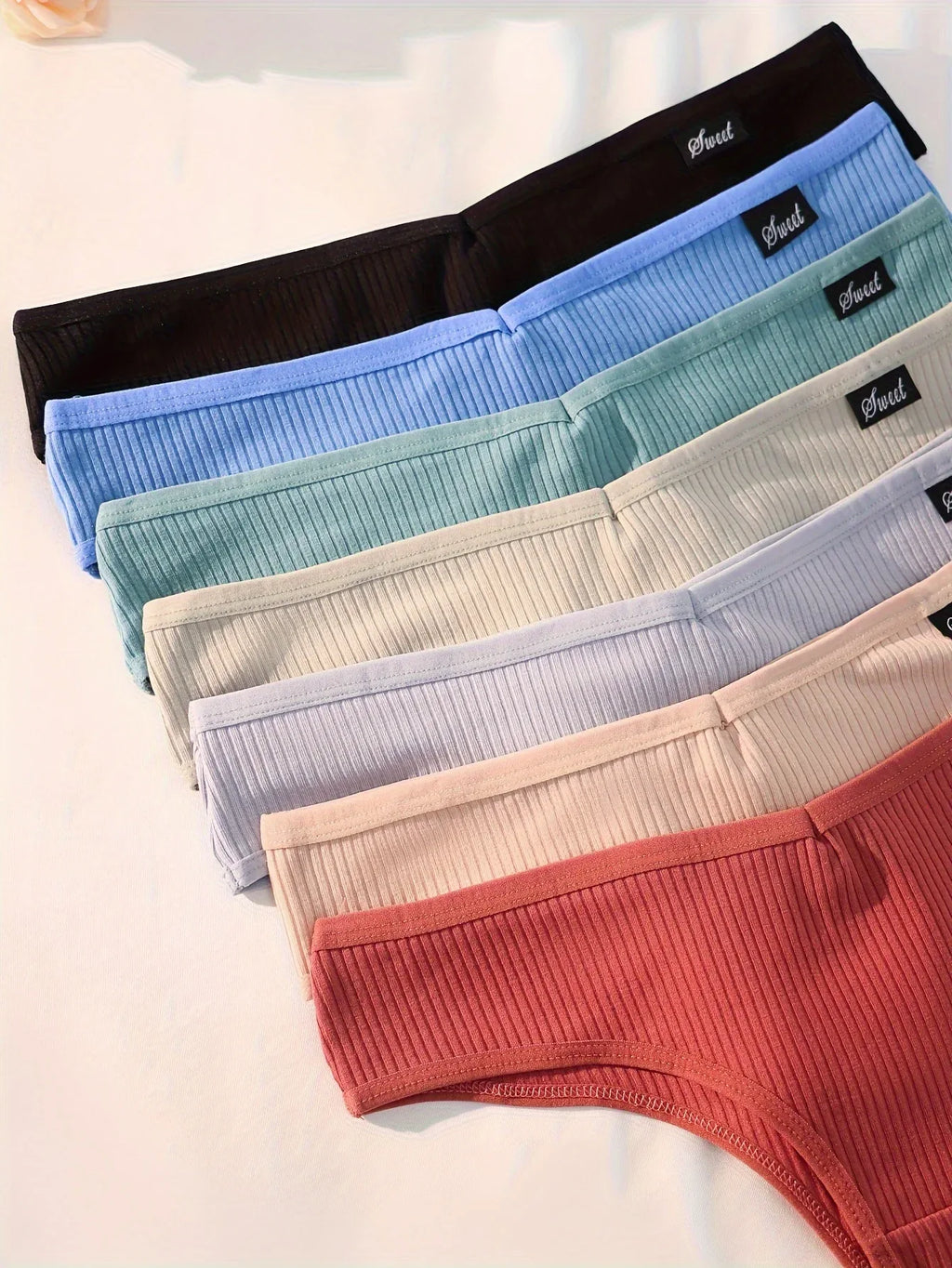 7-Pack Women's Triangle Threaded High Elasticity Sexy Minimalist Pure Panties - Luvia