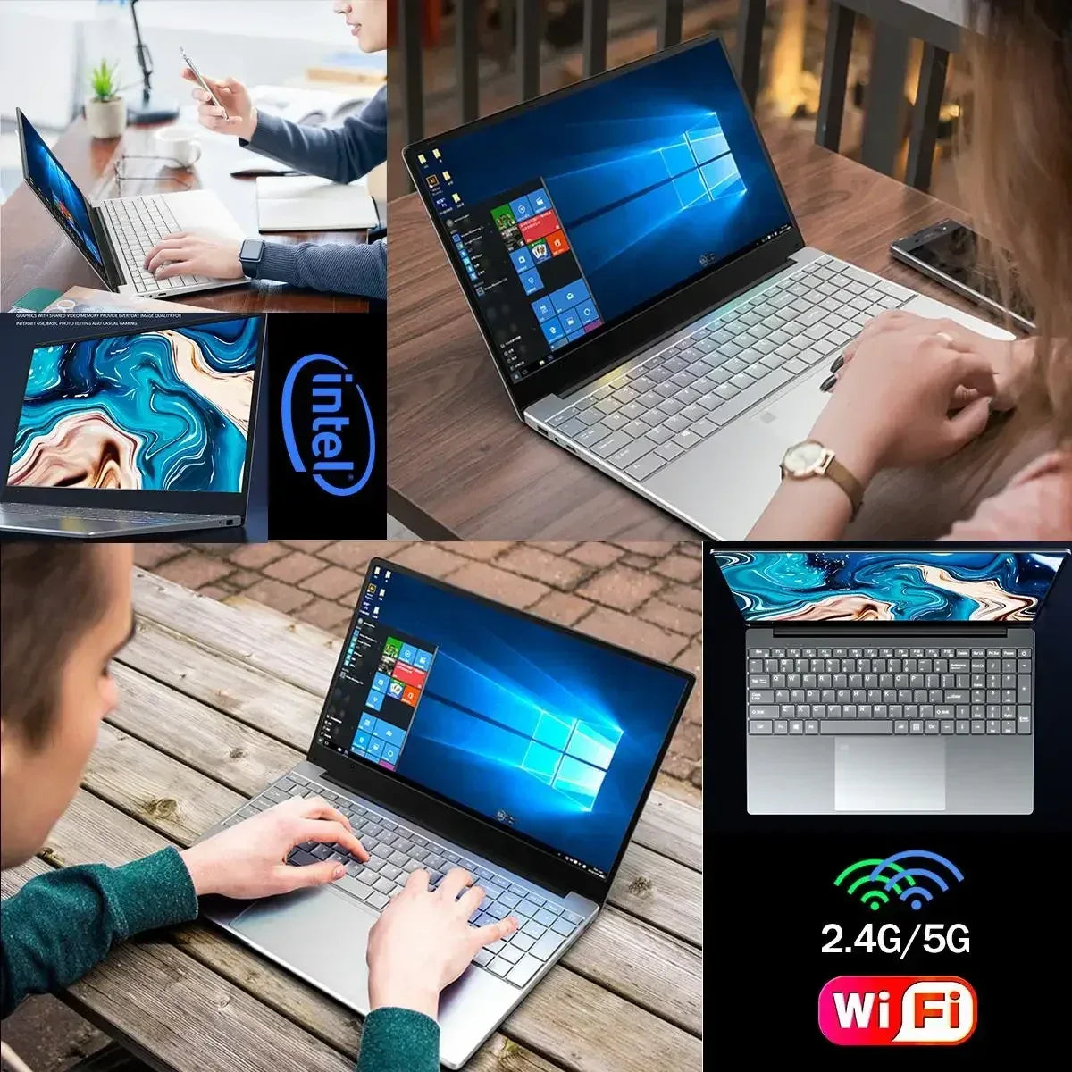 Ultra Slim Windows 11 Laptop Computer 14.1" 12GB RAM 512GB 1TB SSD Intel N4000 Notebook Gamer 1920*1080 Office Study Computer PC - Luvia