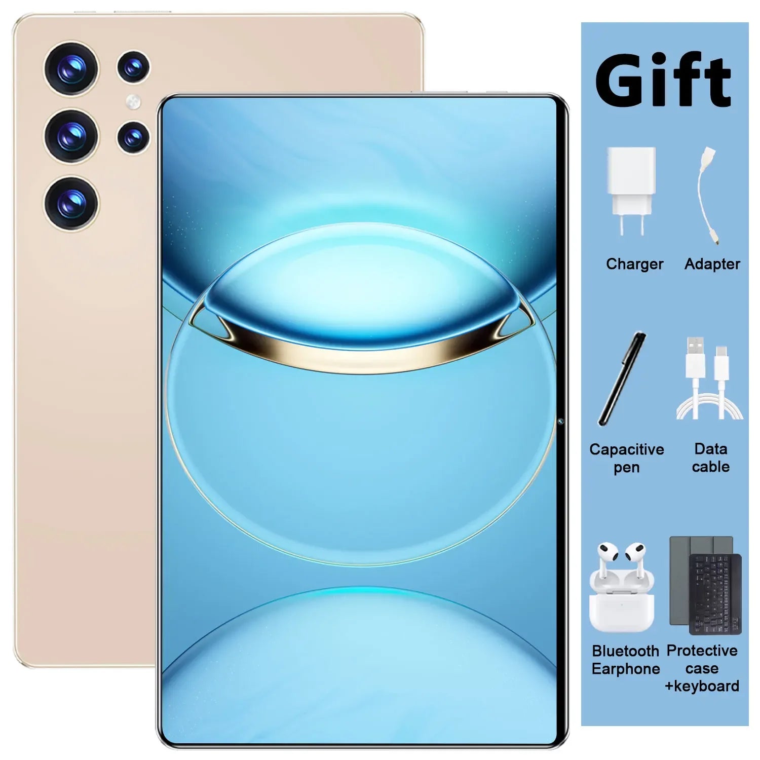 5G Big HD screen 10.36-inch Tablet Android 16GB RAM 1TB ROM 20000mAh Android 13.0 14 Core Tablet PC Type-C Dual Camera 16MP+32MP Dual SIM card Network WIFI Bluetooth GPS WPS Office Gifts - Luvia