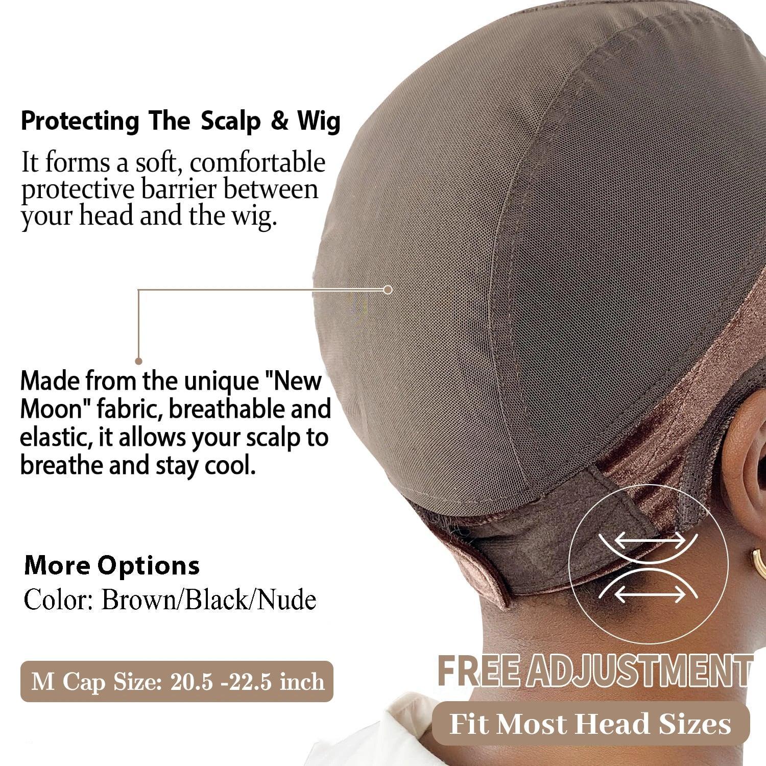 Wig Cap with Grip Band for Keeping Wigs in Place, More Full Cap-wide Transparent Lace for Lace Front Wigs - Luvia