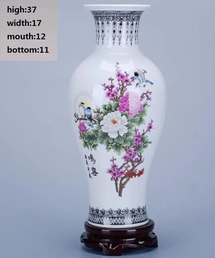 37CM Jingdezhen Ceramic Vases Pottery Decoration living room Flower arrangement Modern Home Simple TV Cabinet Christmas Gift - Luvia