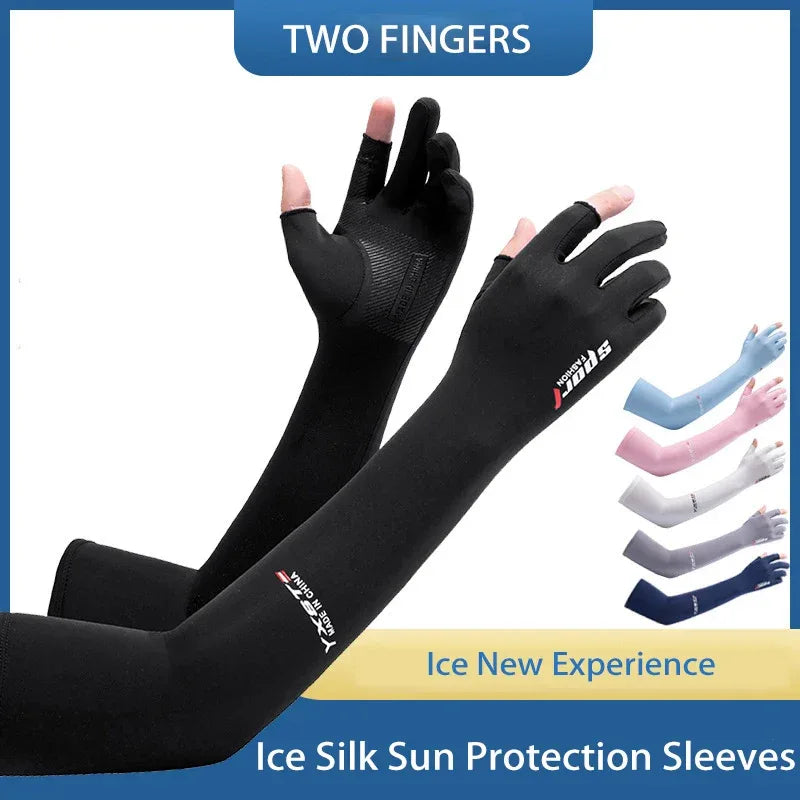 UV Solar Arm Sleeves Women Men Summer Cycling Long Sleeves Anti-Sunburn Cuff Breathable Fishing Arm Warmers Cover Gloves Driving - Luvia