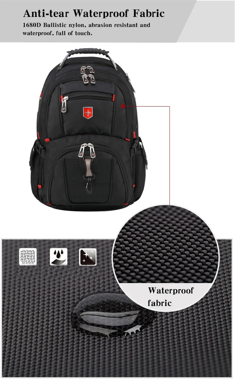 Waterproof Men's Swiss Backpack 15.6/17 Inch Laptop Backpacks School Travel Bags Large Capacity Business bagpack Mochila - Luvia