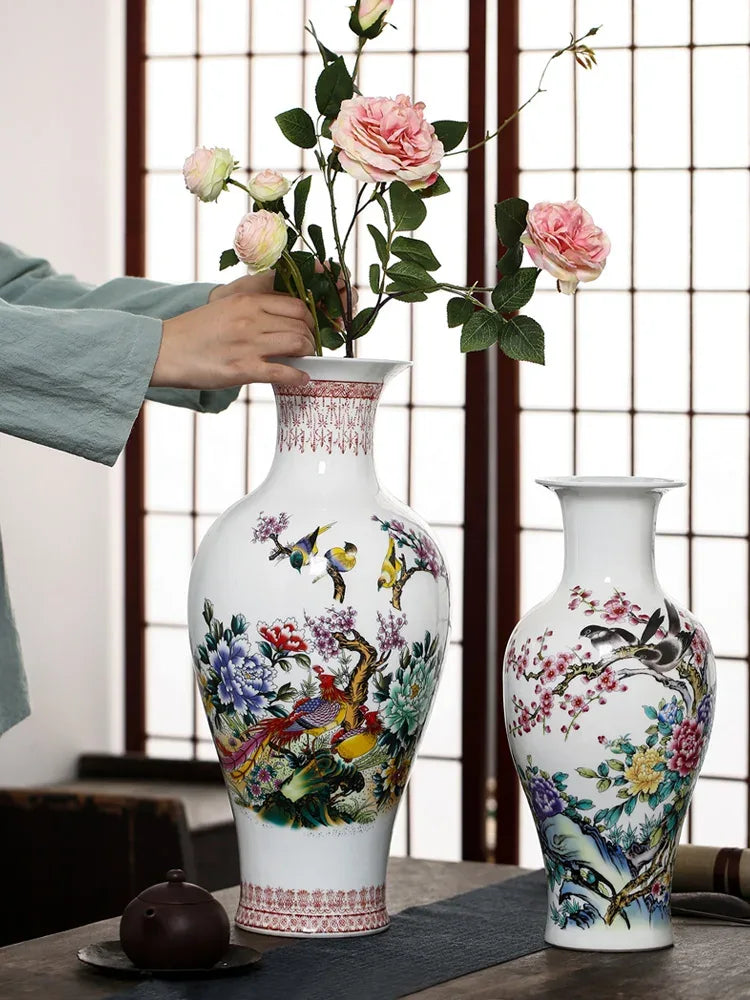37CM Jingdezhen Ceramic Vases Pottery Decoration living room Flower arrangement Modern Home Simple TV Cabinet Christmas Gift - Luvia