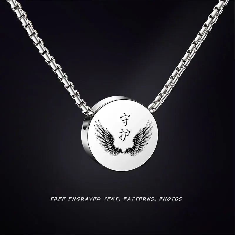 Necklaces for Men Women Hip-Hop Personality Clavicle Chain, Six-Point Star Tungsten Couple Pendant Engraving - Luvia