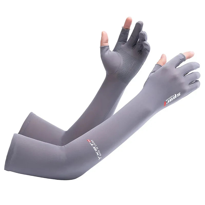 UV Solar Arm Sleeves Women Men Summer Cycling Long Sleeves Anti-Sunburn Cuff Breathable Fishing Arm Warmers Cover Gloves Driving - Luvia