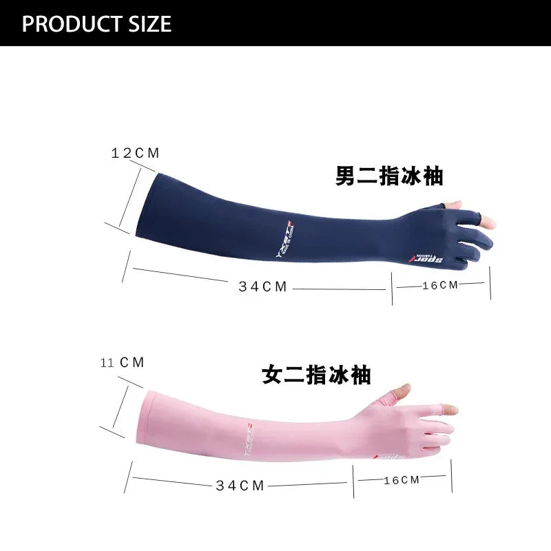 UV Solar Arm Sleeves Women Men Summer Cycling Long Sleeves Anti-Sunburn Cuff Breathable Fishing Arm Warmers Cover Gloves Driving - Luvia
