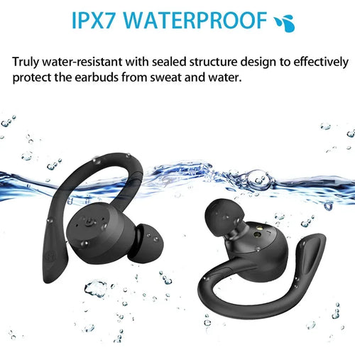 20 Hours Play time Swimming Waterproof Bluetooth Earphone Dual Wear Style Sport Wireless Headset TWS Ipx7 Earbuds Stereo - Luvia