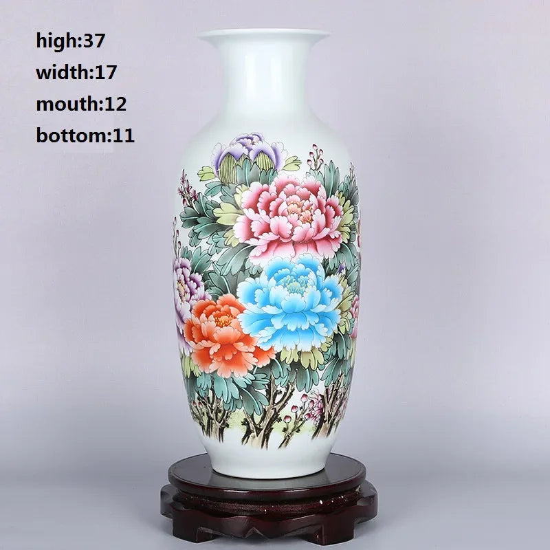 37CM Jingdezhen Ceramic Vases Pottery Decoration living room Flower arrangement Modern Home Simple TV Cabinet Christmas Gift - Luvia