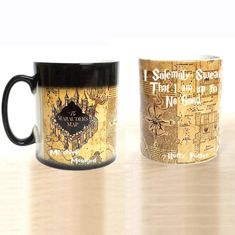 Creative Map Magic Mug Hot Drink Cup Color Changing Mug Marauders Map Coffee Tea Milk Mugs Novelty Gifts - Luvia
