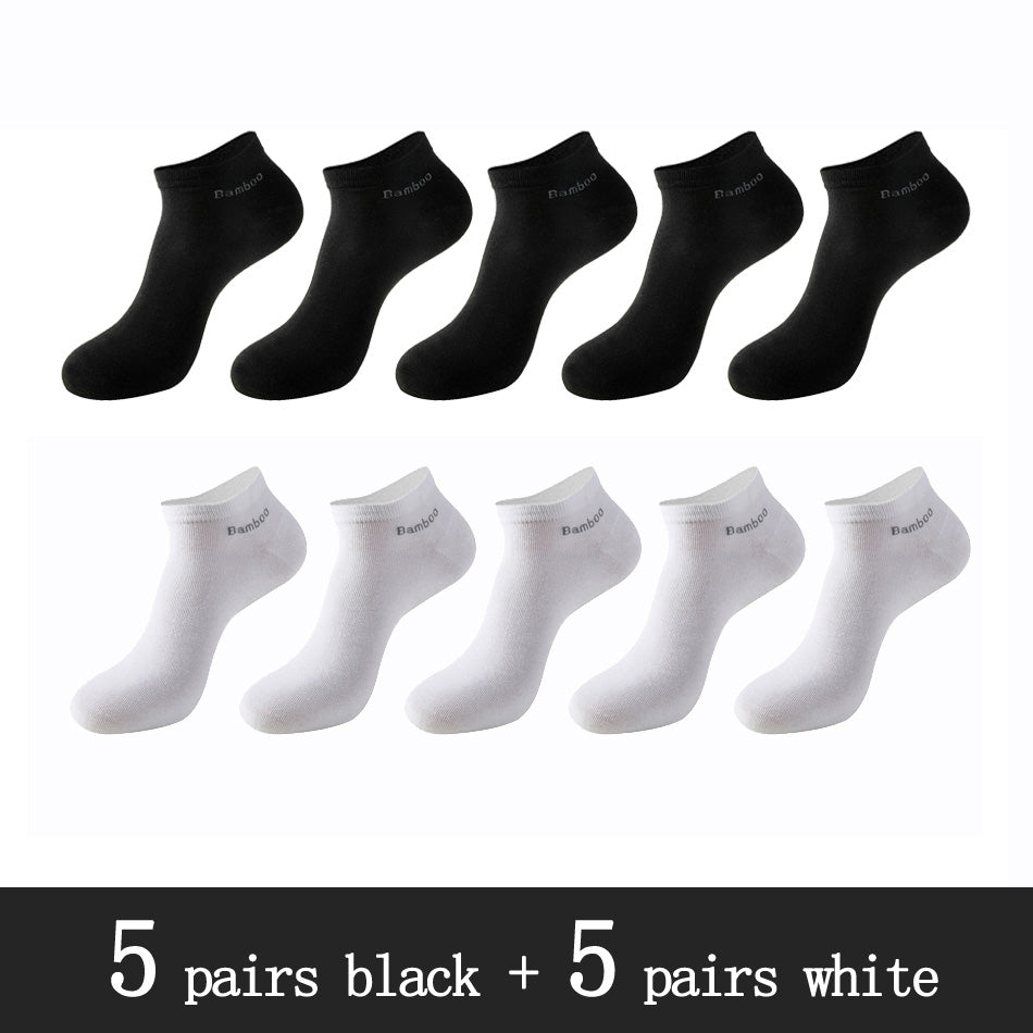 10 Pairs / Pack Men's Bamboo Fiber Socks Short High Quality New Casual Breatheable Anti-Bacterial Man Ankle Socks Men