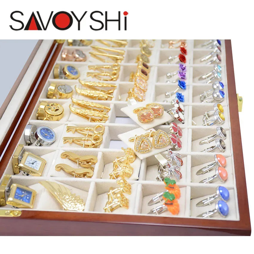 Luxury Cufflinks Gift Box 40pairs Capacity Cufflinks box High Quality Painted Wooden Box Authentic 350*240*50mm Ring Earing box - Luvia