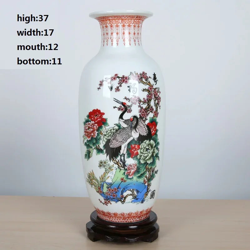 37CM Jingdezhen Ceramic Vases Pottery Decoration living room Flower arrangement Modern Home Simple TV Cabinet Christmas Gift - Luvia