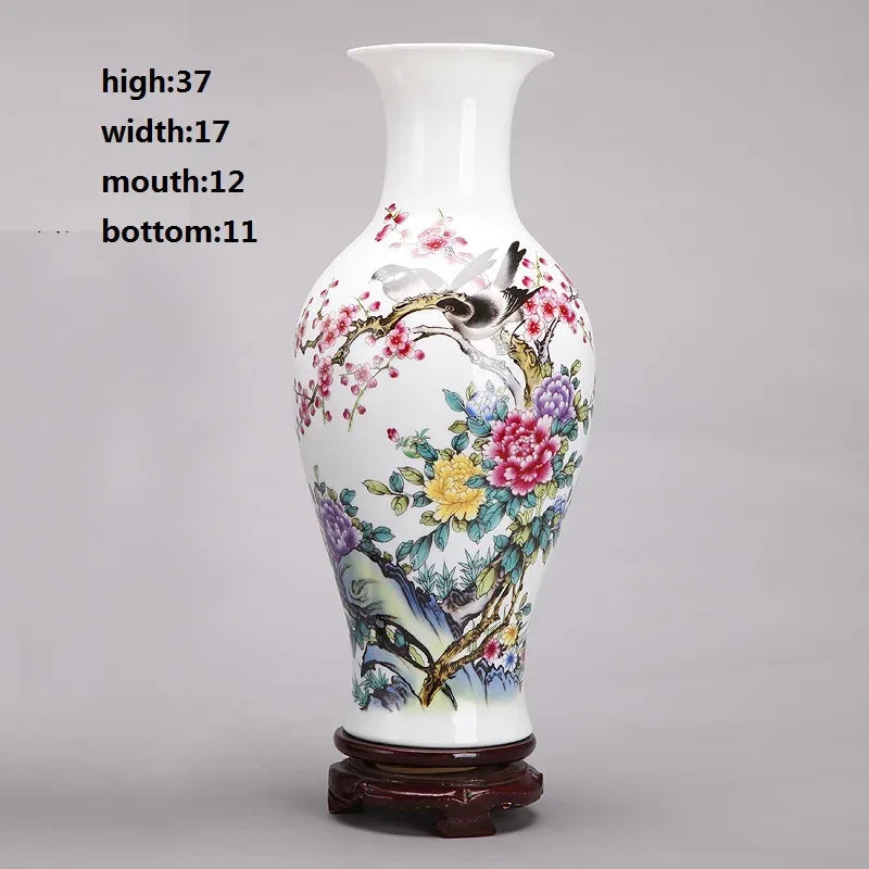 37CM Jingdezhen Ceramic Vases Pottery Decoration living room Flower arrangement Modern Home Simple TV Cabinet Christmas Gift - Luvia