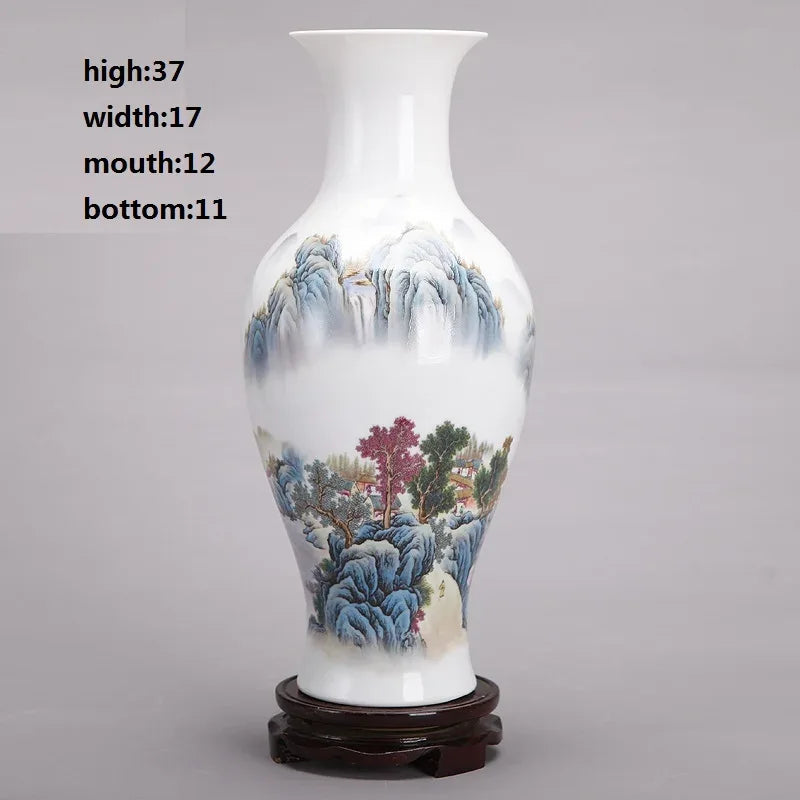 37CM Jingdezhen Ceramic Vases Pottery Decoration living room Flower arrangement Modern Home Simple TV Cabinet Christmas Gift - Luvia
