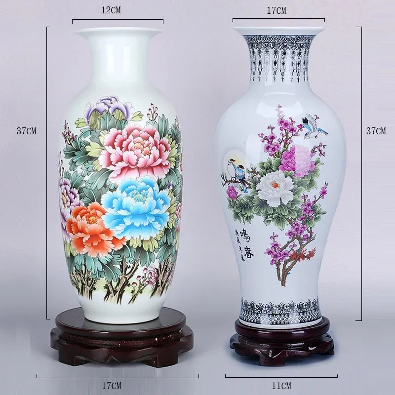 37CM Jingdezhen Ceramic Vases Pottery Decoration living room Flower arrangement Modern Home Simple TV Cabinet Christmas Gift - Luvia