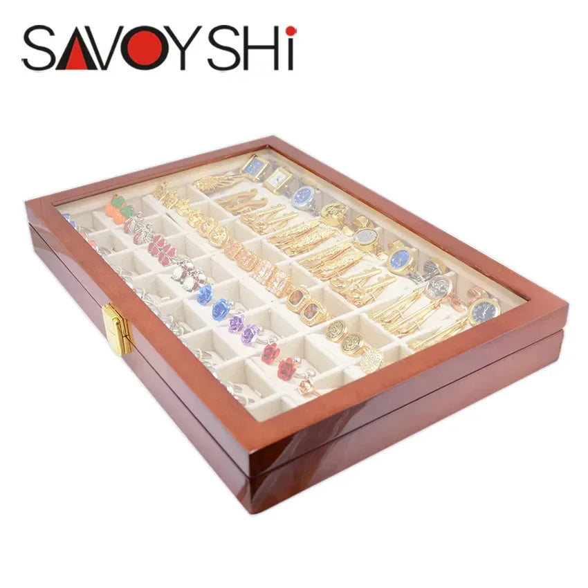 Luxury Cufflinks Gift Box 40pairs Capacity Cufflinks box High Quality Painted Wooden Box Authentic 350*240*50mm Ring Earing box - Luvia