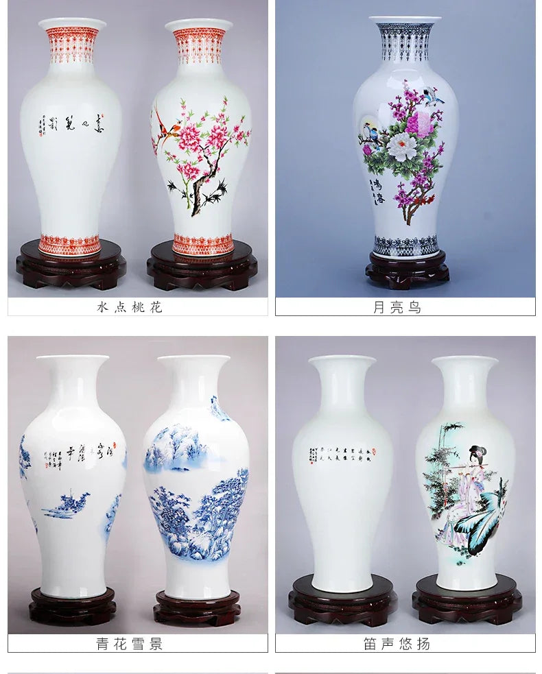 37CM Jingdezhen Ceramic Vases Pottery Decoration living room Flower arrangement Modern Home Simple TV Cabinet Christmas Gift - Luvia