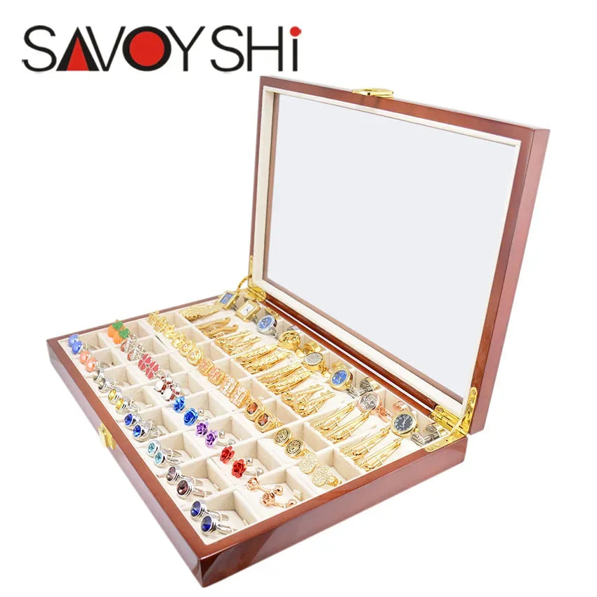Luxury Cufflinks Gift Box 40pairs Capacity Cufflinks box High Quality Painted Wooden Box Authentic 350*240*50mm Ring Earing box - Luvia