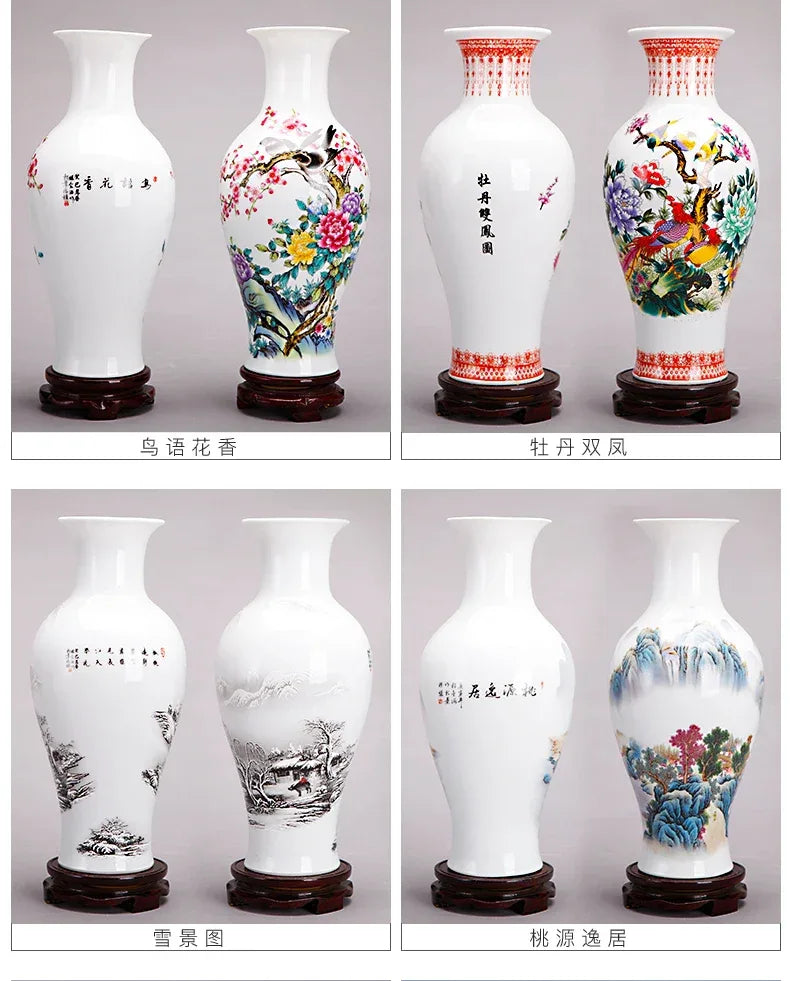 37CM Jingdezhen Ceramic Vases Pottery Decoration living room Flower arrangement Modern Home Simple TV Cabinet Christmas Gift - Luvia