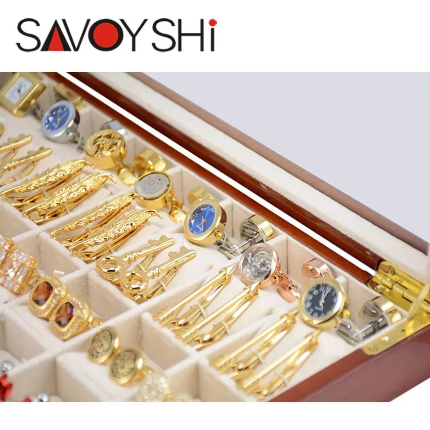 Luxury Cufflinks Gift Box 40pairs Capacity Cufflinks box High Quality Painted Wooden Box Authentic 350*240*50mm Ring Earing box - Luvia