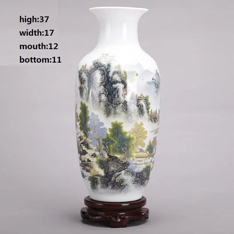 37CM Jingdezhen Ceramic Vases Pottery Decoration living room Flower arrangement Modern Home Simple TV Cabinet Christmas Gift - Luvia