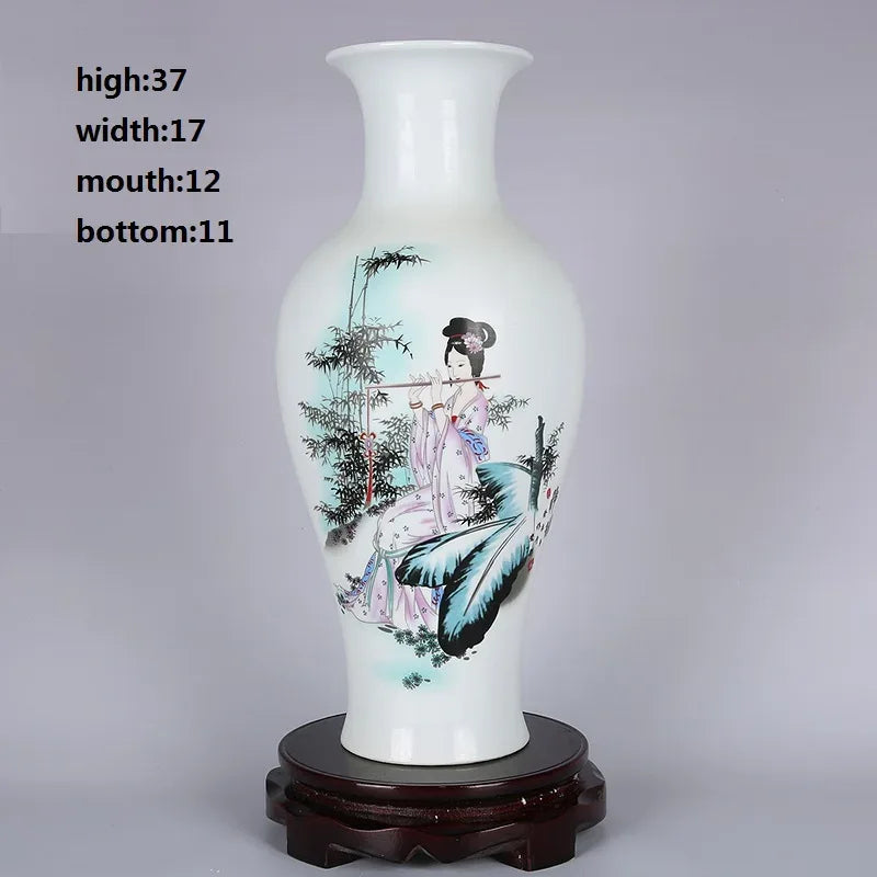 37CM Jingdezhen Ceramic Vases Pottery Decoration living room Flower arrangement Modern Home Simple TV Cabinet Christmas Gift - Luvia