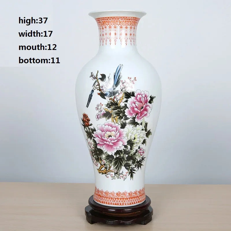 37CM Jingdezhen Ceramic Vases Pottery Decoration living room Flower arrangement Modern Home Simple TV Cabinet Christmas Gift - Luvia
