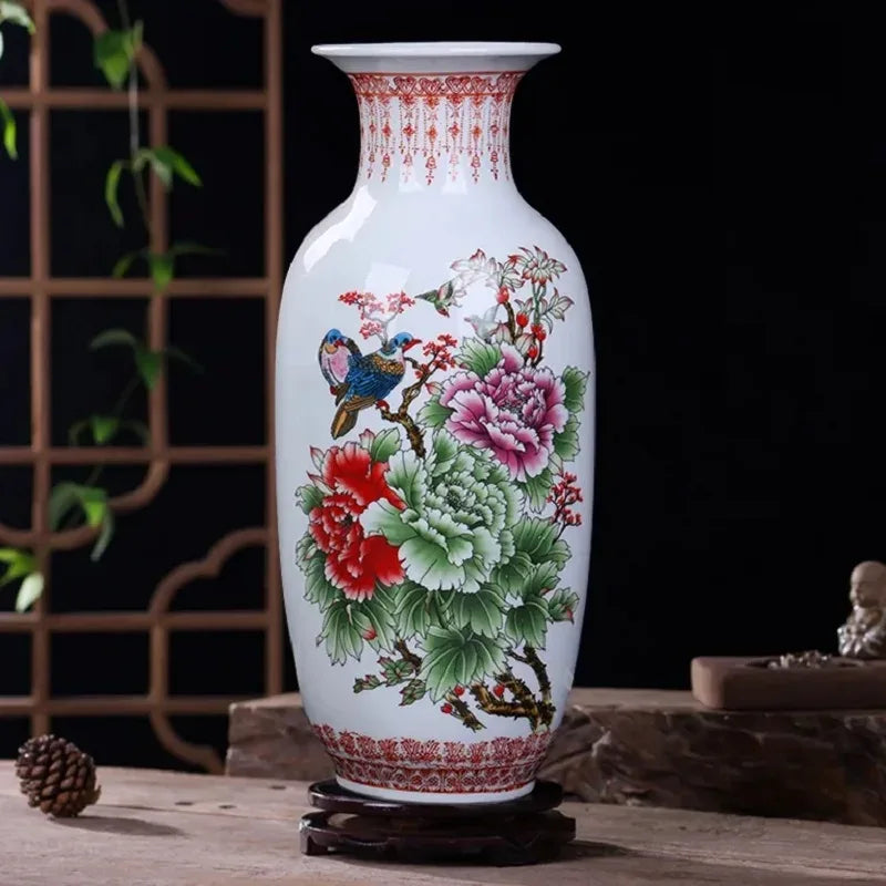 37CM Jingdezhen Ceramic Vases Pottery Decoration living room Flower arrangement Modern Home Simple TV Cabinet Christmas Gift - Luvia
