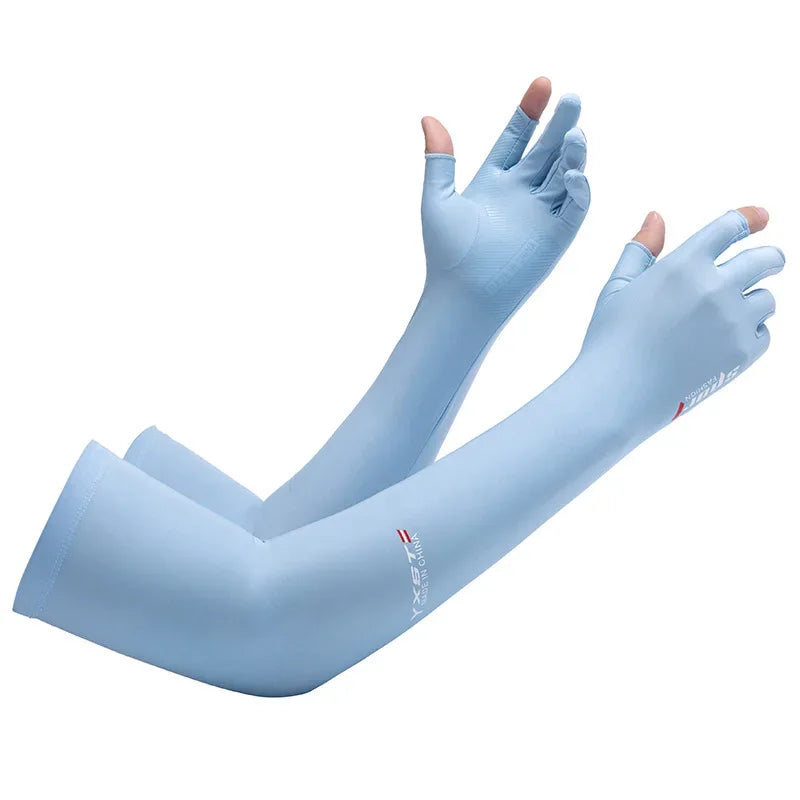 UV Solar Arm Sleeves Women Men Summer Cycling Long Sleeves Anti-Sunburn Cuff Breathable Fishing Arm Warmers Cover Gloves Driving - Luvia
