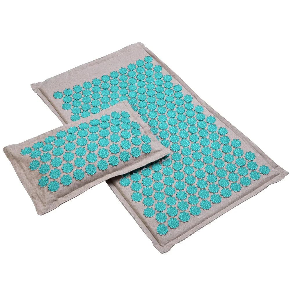 Lotus Spike Acupressure Mat Cushion Nature Linen Coconut Palm Back Neck Foot Massage Indoor Home Fitness Pillow Gym Mat Home - Luvia