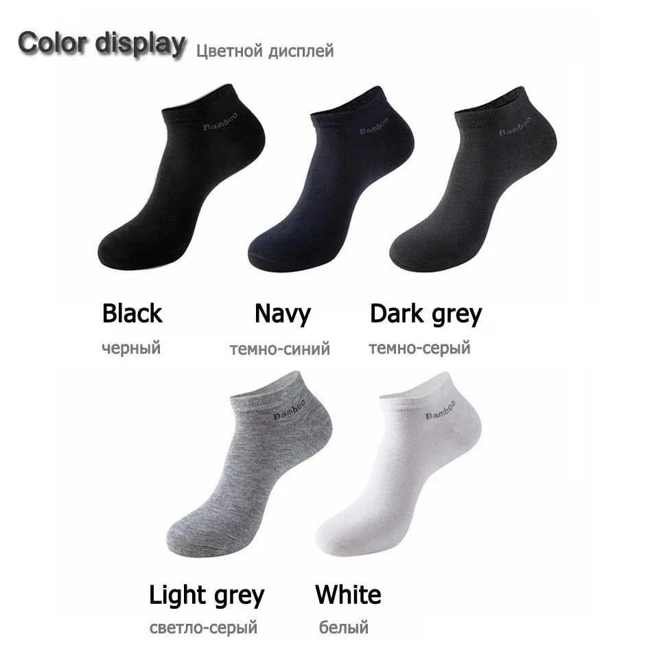 10 Pairs / Pack Men's Bamboo Fiber Socks Short High Quality New Casual Breatheable Anti-Bacterial Man Ankle Socks Men - Luvia