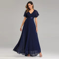 Evening Dresses XUCTHHC Elegant V-Neck Ruffles Chiffon Formal Evening Gown Robe Vestidos De Fiesta Dress for Wedding Party - Luvia