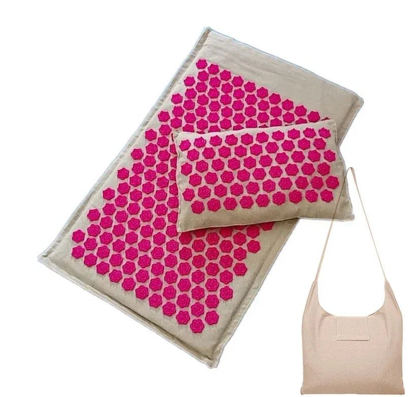 Lotus Spike Acupressure Mat Cushion Nature Linen Coconut Palm Back Neck Foot Massage Indoor Home Fitness Pillow Gym Mat Home - Luvia