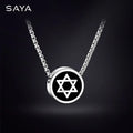Necklaces for Men Women Hip-Hop Personality Clavicle Chain, Six-Point Star Tungsten Couple Pendant Engraving - Luvia