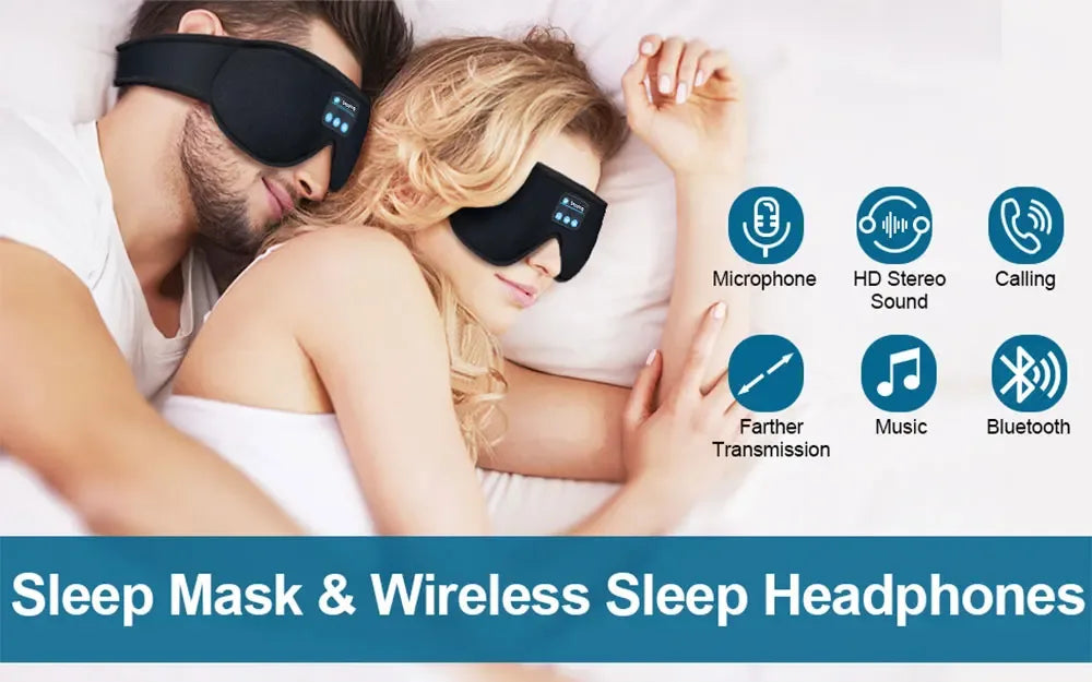 Mask For Sleep Headphones Bluetooth 3D Eye Mask Music Play Sleeping Headphones with Built-in HD Speaker - Luvia